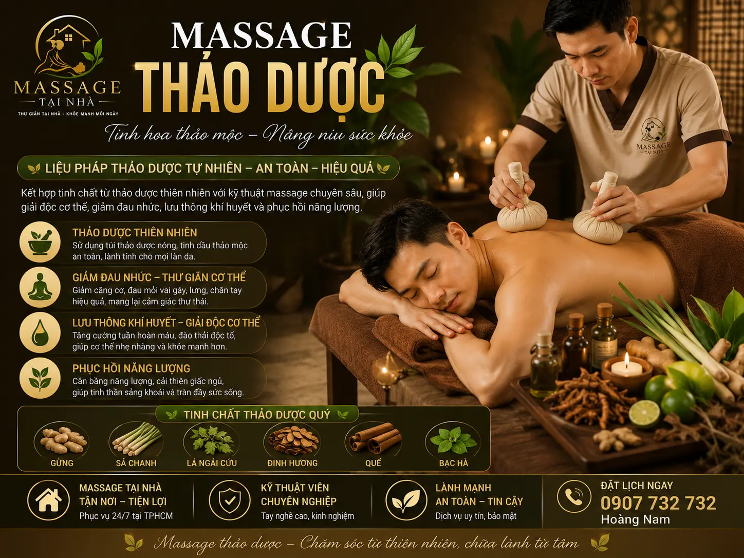 Massage thảo dược tại nhà thư giãn